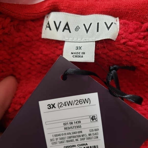 Ava & Viv Red Pullover V-Neck Long Sleeve Sweater - Picture 5 of 8